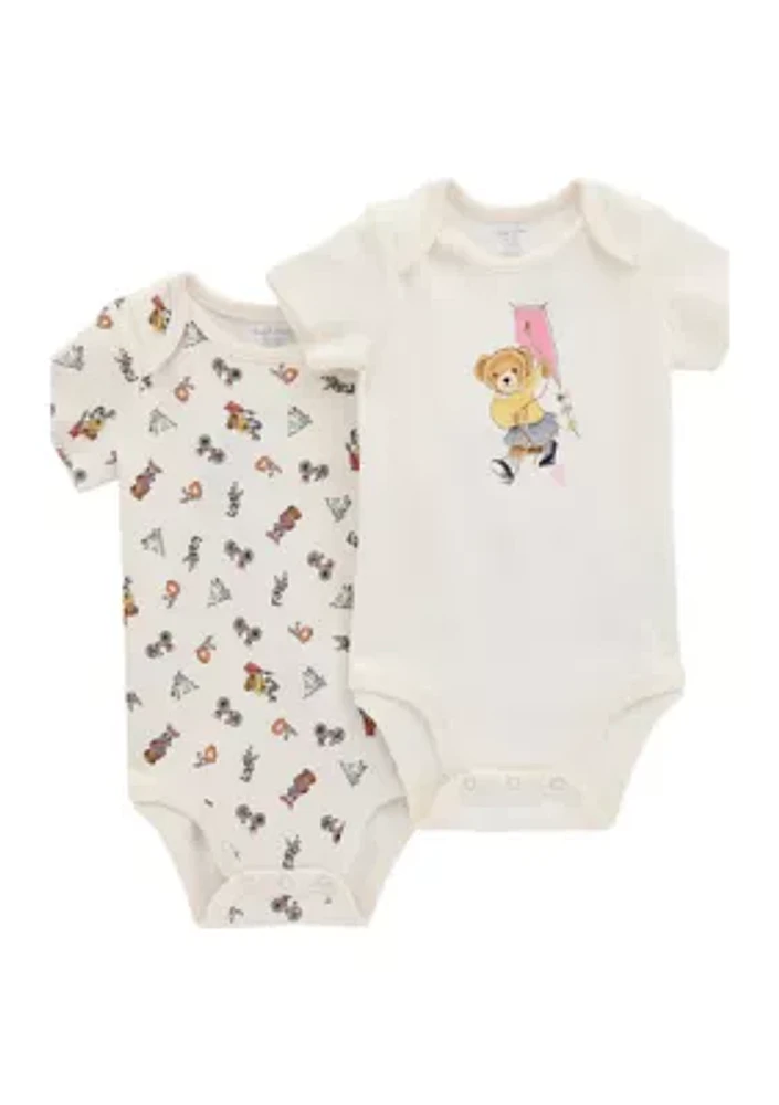 Baby Boys Polo Bear Cotton Bodysuit - 2 Pack