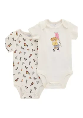 Baby Boys Polo Bear Cotton Bodysuit - 2 Pack