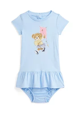 Baby Girls Polo Bear Cotton Jersey Dress & Bloomer