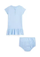 Baby Girls Polo Bear Cotton Jersey Dress & Bloomer