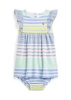 Baby Girls Striped Knit Oxford Dress & Bloomer