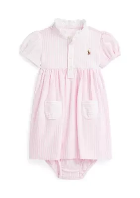 Baby Girls Knit Oxford Fun Shirtdress & Bloomer