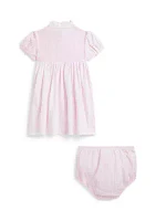 Baby Girls Knit Oxford Fun Shirtdress & Bloomer