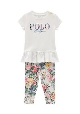 Baby Girls Logo Jersey T-Shirt & Floral Leggings Set