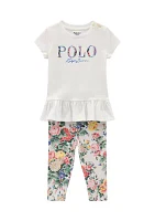 Baby Girls Logo Jersey T-Shirt & Floral Leggings Set