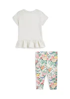 Baby Girls Logo Jersey T-Shirt & Floral Leggings Set