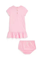 Baby Girls Logo Cotton Jersey Dress & Bloomer