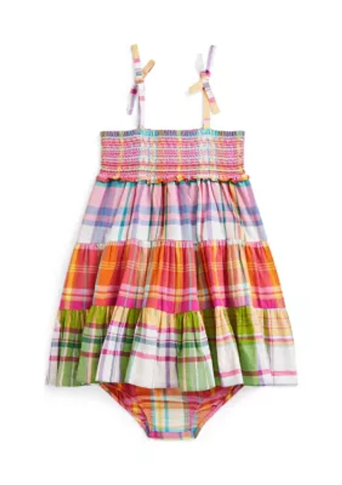 Baby Girls Plaid Cotton Madras Dress & Bloomer