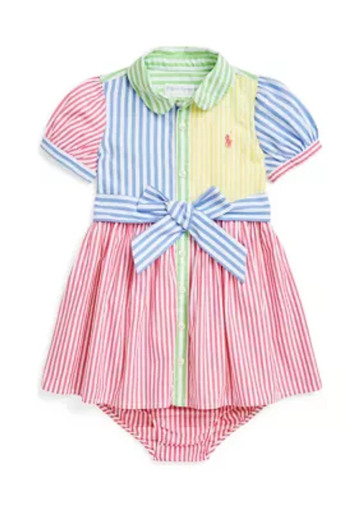 Baby Girls Striped Cotton Fun Shirtdress & Bloomer