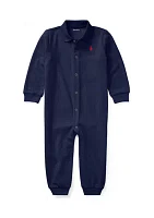 Baby Boys Long Sleeve Solid Coverall