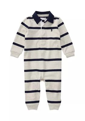 Baby Boys Striped Cotton Rugby Coveralls