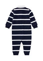 Baby Boys Striped Cotton Rugby Coveralls