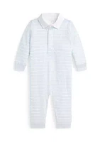 Baby Boys Striped Cotton Jersey Rugby Coverall