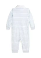 Baby Boys Striped Cotton Jersey Rugby Coverall