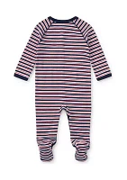 Baby Boys Striped Cotton Coveralls