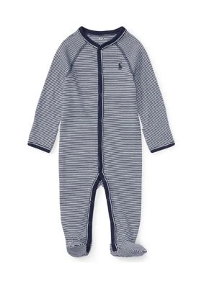 Baby Boys Striped Cotton Jersey Coverall