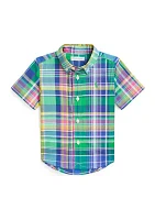 Baby Boys Gingham Cotton Poplin Short Sleeve Shirt