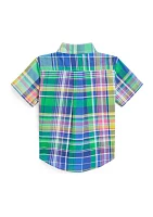 Baby Boys Gingham Cotton Poplin Short Sleeve Shirt