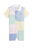 Baby Boys Patchwork Cotton Mesh Shortall