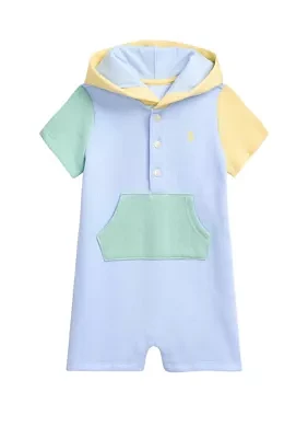 Baby Boys Color-Blocked Fleece Hooded Shortall