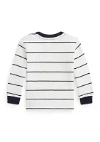 Baby Boys Striped Waffle Cotton Long Sleeve T-Shirt