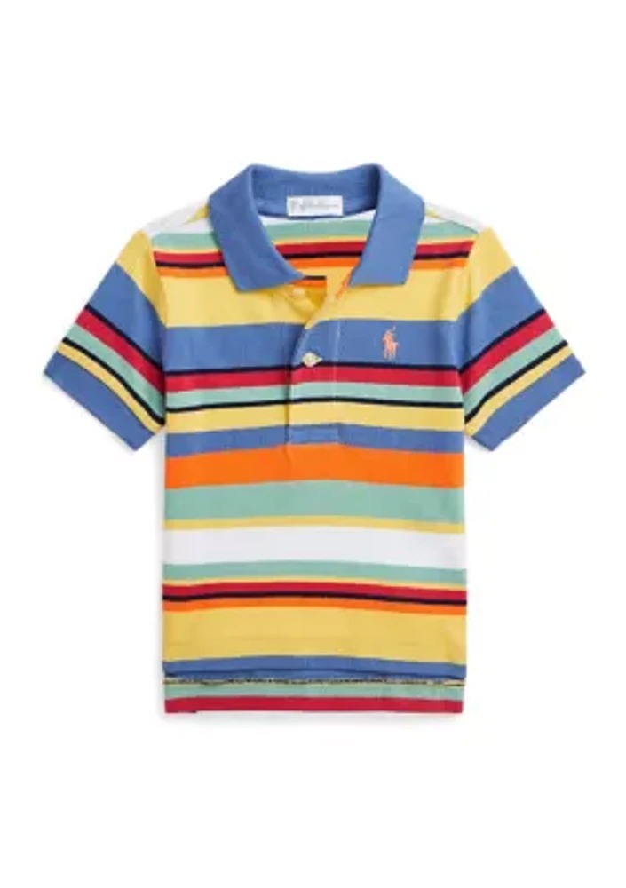 Baby Boys Striped Cotton Mesh Polo Shirt