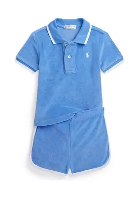 Baby Boys Terry Polo Shirt and Shorts Set