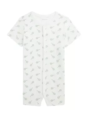 Baby Boys Tennis-Print Cotton Interlock Shortall