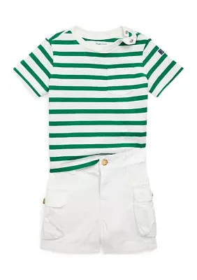 Baby Boys Striped Cotton Tee & Cargo Short Set