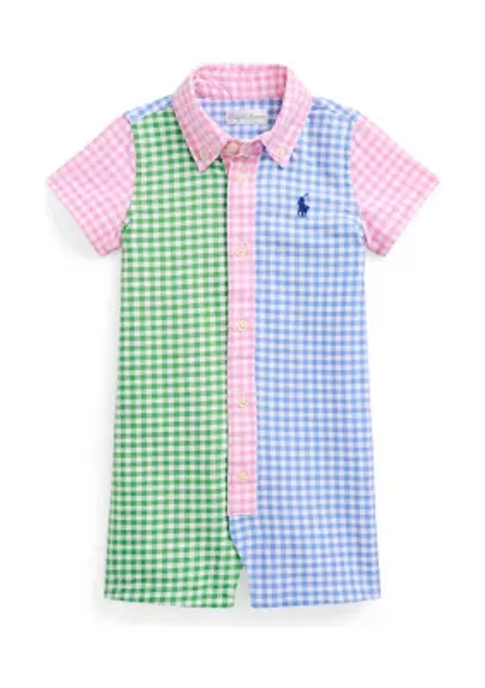 Baby Boys Gingham Cotton Oxford Fun Shortall