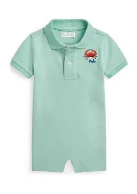 Baby Boys Crab-Embroidered Cotton Polo Shortall