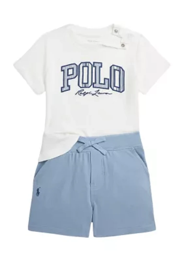 Baby Boys Logo Cotton Jersey T-Shirt and Mesh Shorts Set