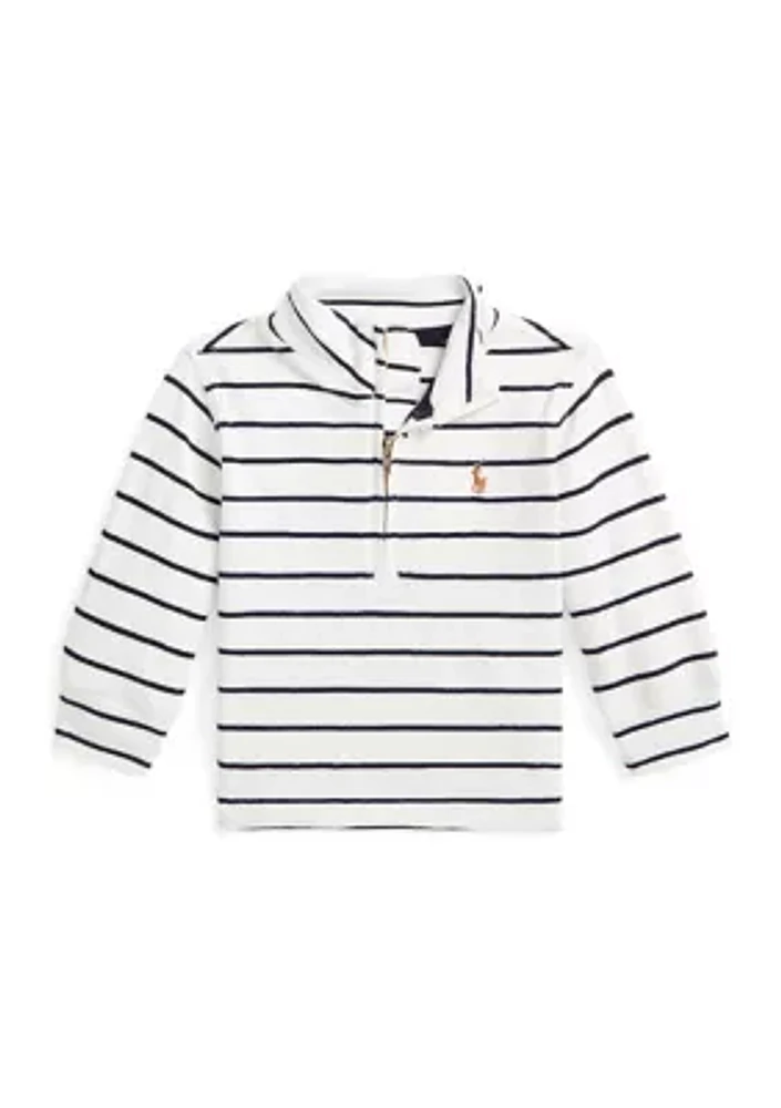 Baby Boys Striped Cotton 1/4 Zip Pullover