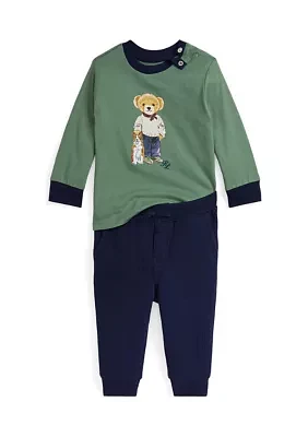 Baby Boys Polo Bear Jersey T-Shirt & Fleece Pants Set