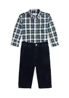 Baby Boys Plaid Poplin Shirt & Corduroy Pants Set