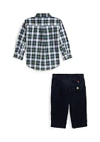 Baby Boys Plaid Poplin Shirt & Corduroy Pants Set