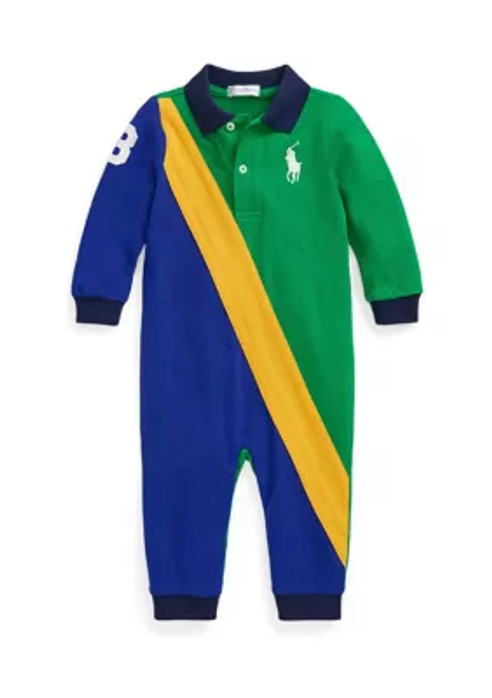 Baby Boys Big Pony Cotton Mesh Polo Coverall