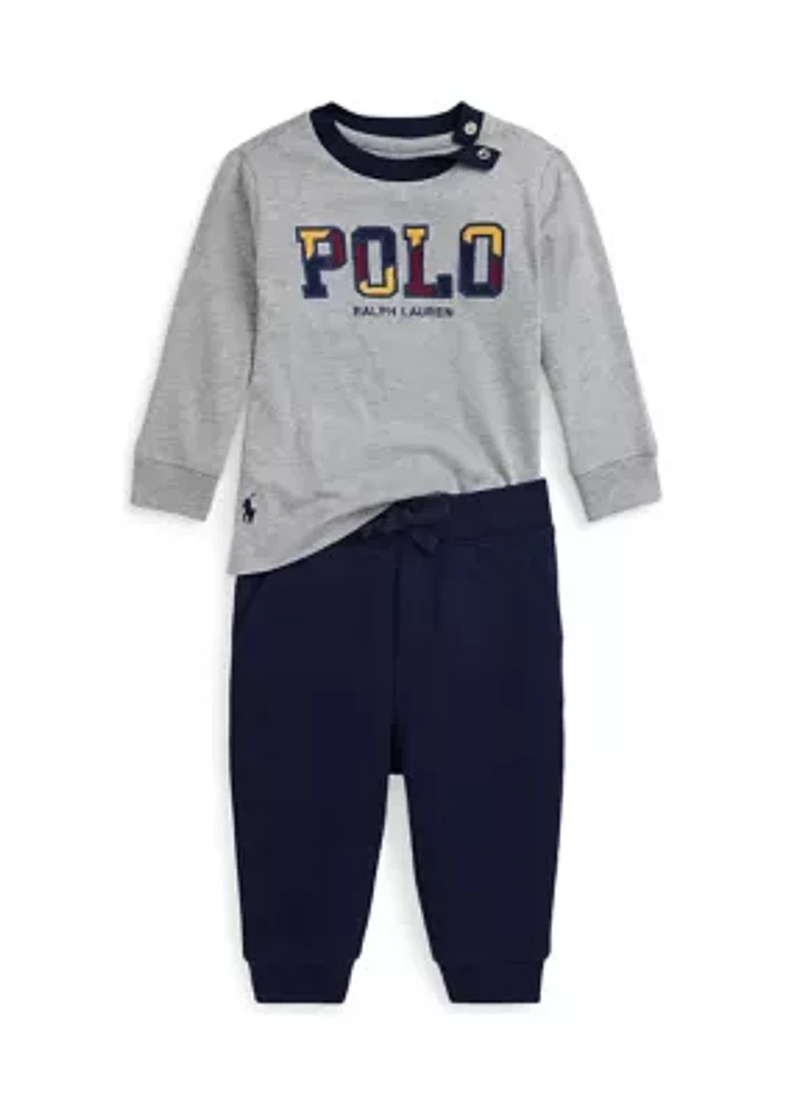 Baby Boys Logo Jersey Tee & Fleece Jogger Pants Set