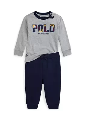 Baby Boys Logo Jersey Tee & Fleece Jogger Pants Set