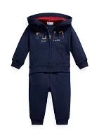 Baby Boys Corduroy Logo Fleece Hoodie & Pants Set