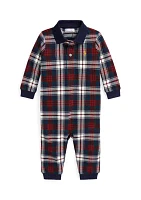 Baby Boys Plaid Cotton Mesh Polo Coverall