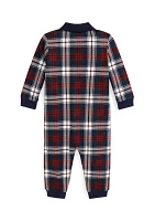 Baby Boys Plaid Cotton Mesh Polo Coverall