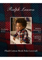 Baby Boys Plaid Cotton Mesh Polo Coverall