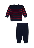 Baby Boys Waffle Knit Sweater and Pants Set