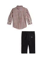 Baby Boys Plaid Poplin Shirt & Chino Pants Set