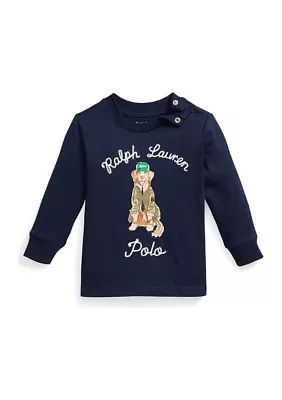 Baby Boys Dog Print Cotton Long Sleeve T-Shirt