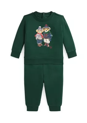 Baby Boys Polo Bear Fleece Sweatshirt & Pants Set