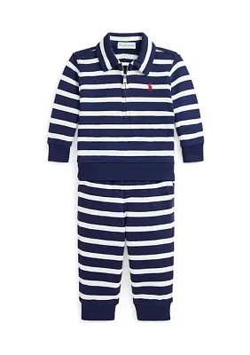 Baby Boys Striped French Terry Pullover & Pants Set