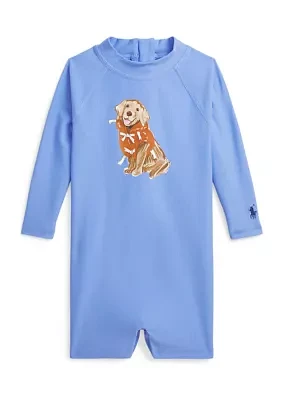 Baby Boys Dog Print Rash Guard Shortall