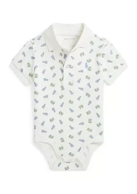 Baby Boys Crab Print Soft Cotton Polo Bodysuit